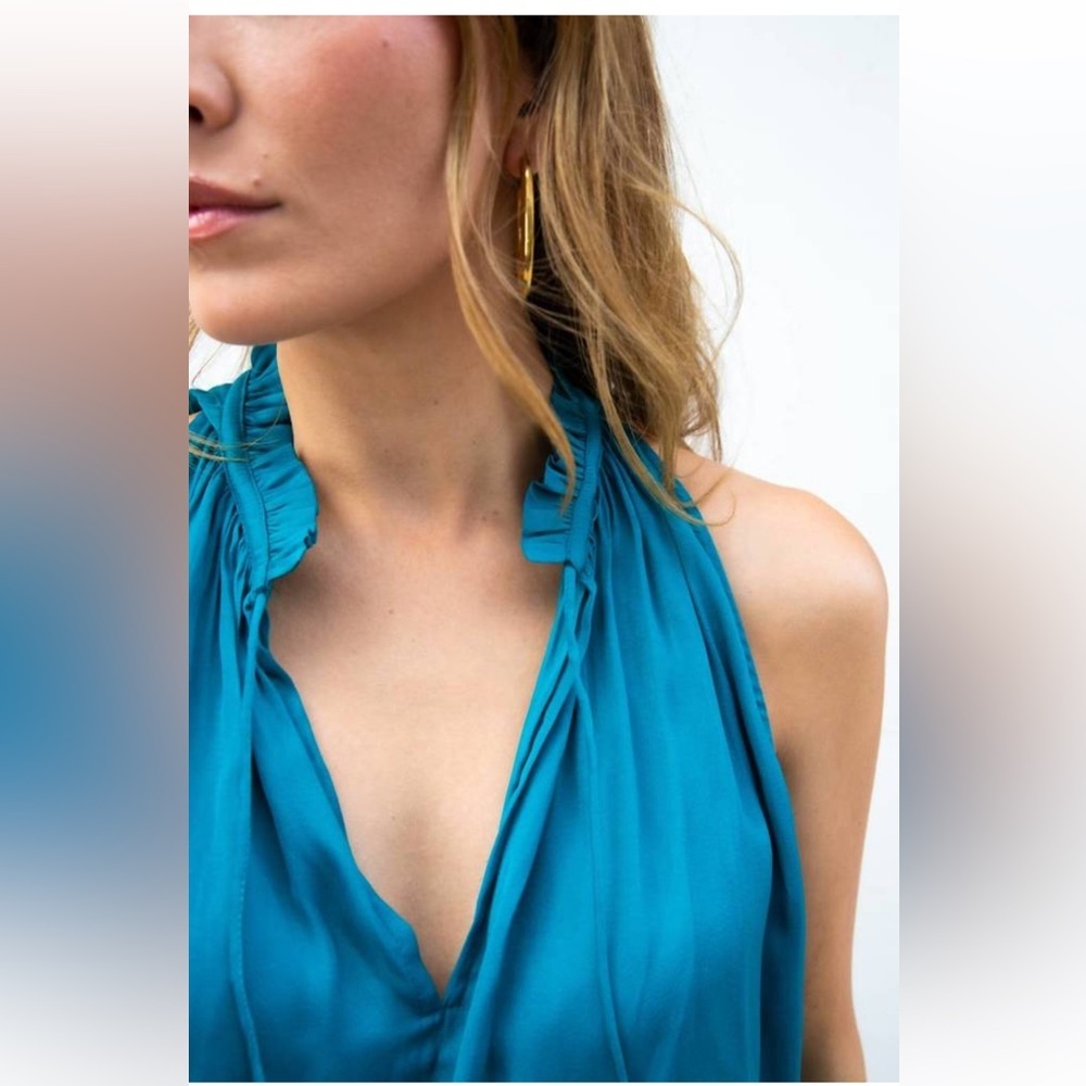 Current Air Cara Sleeveless Pleated Mini Dress Turquoise Size S - Picture 3 of 16